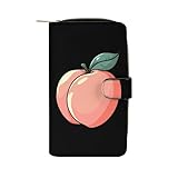 Peach Fruit Fashion Wallet Credit Card Holders Large Wristlet Handheld Coin Pockets