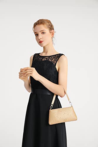 Yuwita Rhinestone Evening Bag Clutch Glitter Sparkly Purse For Women (Gold) #TOP6