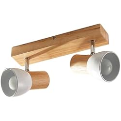 Lampara Techo Focos Amazon Foco 'Thorin' en Marrón hecho de Madera e.o. para Salón & Comedor (2 llamas, E14) de Lindby | foco empotrado, lámpara de techo, lámpara de pared
