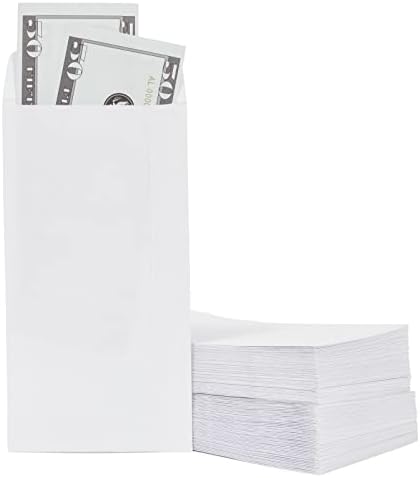 100 Pack Small Money Envelopes for Cash, Coins, Banks, Currency, and Budgeting (White, 3.5 x 6.5 In)
