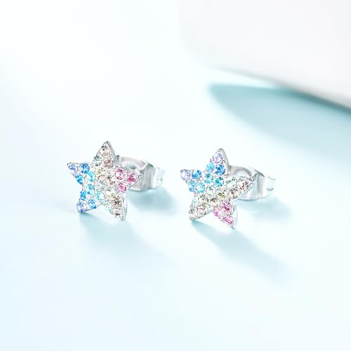 Women Star Heart Teardrop Earrings,Girls Round Circle Triangle Stud Earrings Gifts Jewelry4