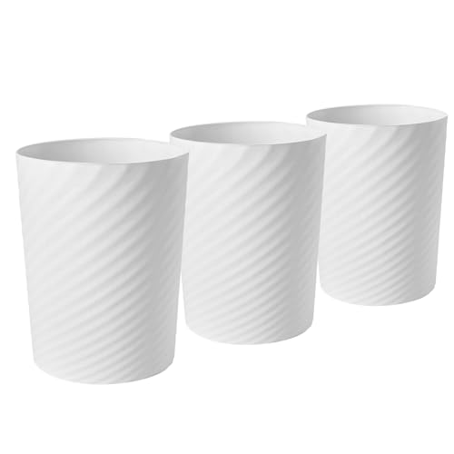 Ygjt TRASH CAN-WHITE Small Trash Can, 3 Pack 1.8 Gallons Bathroom Trash Can, Slim Waste Basket, Round Garbage Can cover