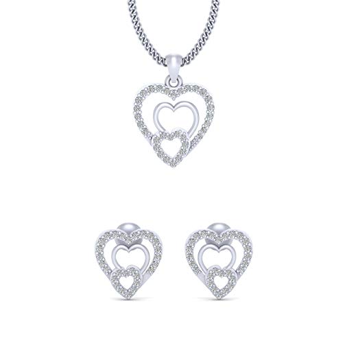 Pendientes y colgante de triple corazón de plata 925 para estilismo diario