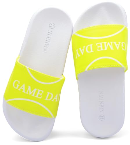 Image of INMINPIN Kids Boys Girls Ball Sprots Slides Sandals Ultra Comfortable Beach Pool Shower Shoes House Slide Indoor Outdoor for Sports Fan