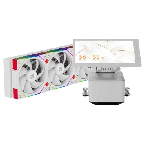 Thermalright Dynamic Vision 360 ARGB White-360mm AIO, schermo LCD da 5 | Testa di raffreddamento magnetica ad alte prestazioni per risoluzione 854x480, 3x120mm PWM Fans-2400RPM, per AM4/AM5