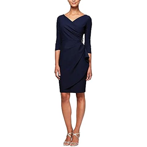 Alex Evenings Damen Short 3/4 Sleeve Slimming Sheath Dress Cocktailkleid Cover