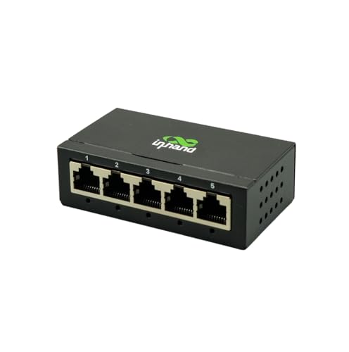 InHand Networks Switch Ethernet Gigabit 5 Puertos, Conmutador de Red No Gestionado, Carcasa Metálica,Silencioso, Plug & Play, Sobremesa/Pared, para Hogar y Pymes (Fuente de Alimentación EU)