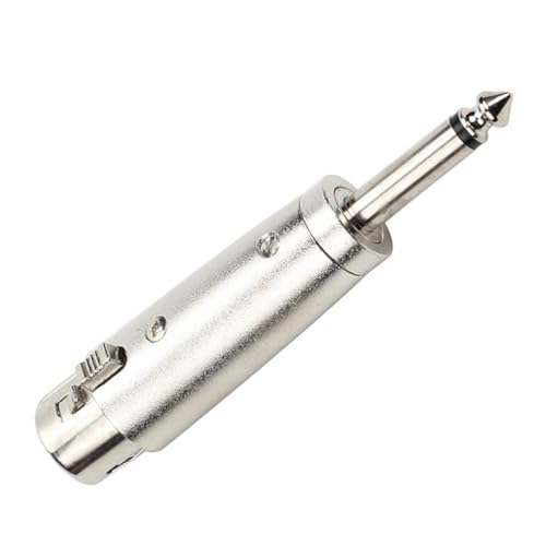 Standard 6.35mm Mono Male Plug to 3Pin Female Conversion Adapter Silver