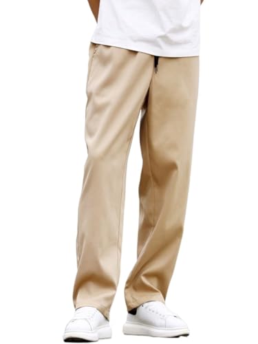 Men's Pants Men Solid Color Drawstring Waist Pocket Pants Casual