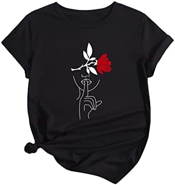 Romwe Women's Graphic Printed Cartoon Portrait Short Sleeve Casual T-Shirt Top Black Figure PrintM