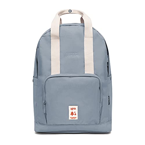 Lefrik - Sac à dos Capsule avec poche frontale Compact et pratique - Votre compagnon idéal au quotidien - Hydrofuge - Tissu 100% recyclé - Ecologique - Couleur Stone Blue Cover