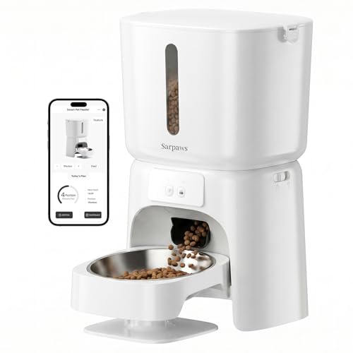 SARPAWS Automatic Cat Feeder, 6L WiFi Smart Pet Food Dispenser with App…