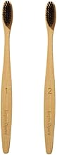 REGIIS OPERA Organic Bamboo Toothbrush for Adults | Soft Bristles with Activated Charcoal, Identification Marks, Biodegradable, Anti-Bacterial, Eco-friendly, Natural Handle Manual Brush (Pack of 2)