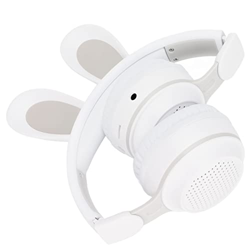 Fabater Rabbit Ear Bluetooth 5.0 Headphones for Kids, Folding Wireless Headset with LED Lights, Over Ear Headphones for Online Learning PC Tablet, 12H Battery, Wired & Wireless (White) - Image 9