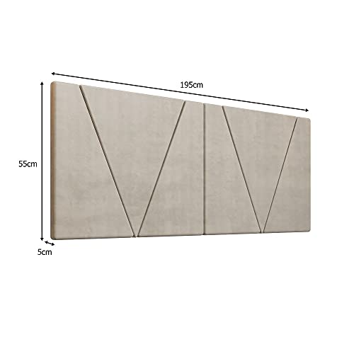 Painel Cabeceira Estofada Nobre para Cama King 195 cm Bege