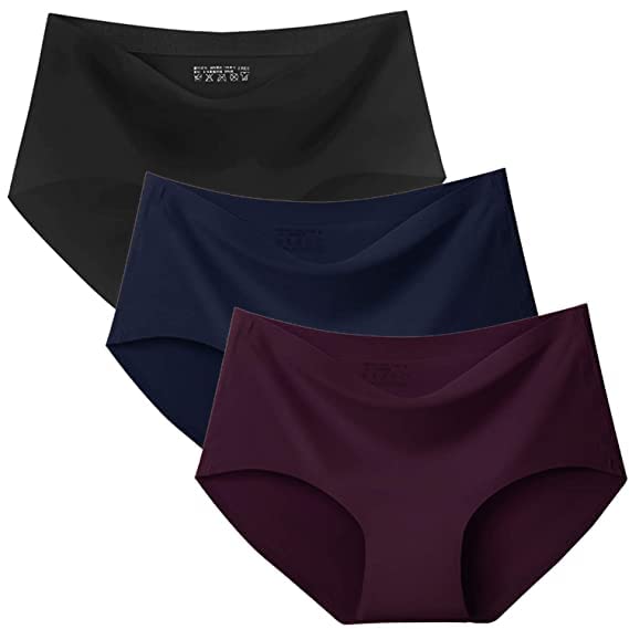 Image of LOURYN KOULYN Women Cotton Silk Seamless Everyday Panty Combo Set Girls and Women Innerwear Briefs Hipster Medium Waist Panties Random Multicolor (Pack of 3)