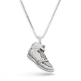 Dfine Jewelry Store Two Tone Shoe Pendant for Men 925 Sterling Silver AAA CZ Diamonds Iced Out Sneaker Pendant Bling Hip Hop Jewelry Athletes Sports Lovers Gift