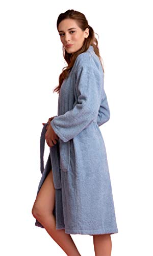 Image of Women's Turkish Terry Kimono Style Bathrobe - 100% Cotton Robe for Women - Comfortable & Absorbent - Soft & Cozy Wear