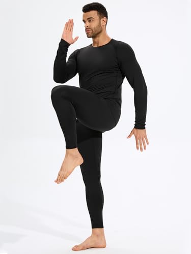 2 Pack Thermal Underwear for Men,Mens Long Johns Thermal Set Soft Fleece Lined Base Layer for Cold Weather3