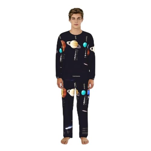 Pyjama homme système solaire vêtement détente manches longues S-3XL