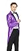 MAGE MALE Mens Sequin Tuxedo Jacket Tails Slim Fit Tailcoat Dress Coat Swallowtail Dinner Party Wedding Blazer Suit Jacket Bright Purple