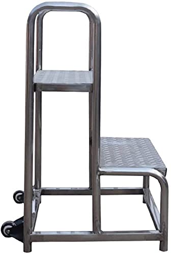 DFJU Ladders,Warehouse Ascending Ladder 2-Step Mobile Platform Step Ladder Supermarket Warehouse Shelf Ladder Finishing The Cargo Stool Loading and Unloading Cart