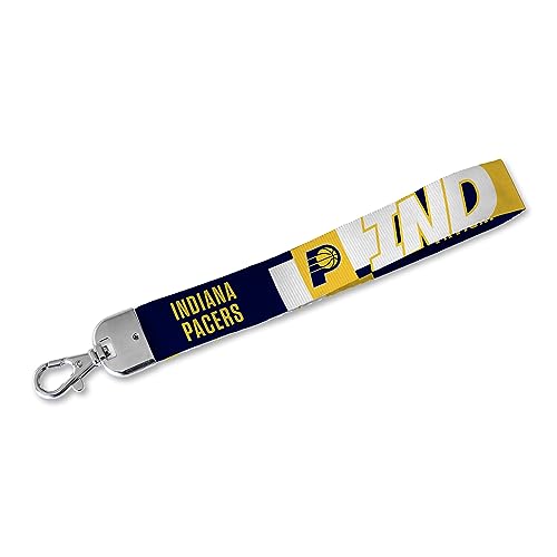 Rico Industries NBA Basketball Indiana Pacers Wrist Lanyard Key Chain, Cute Wristlet Strap Keychain Holder for Women Men Car Keys ID Badges Card Wallet Phone Camera