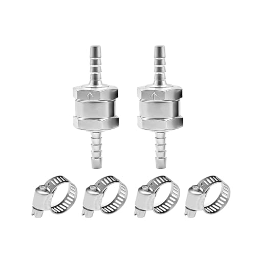 TNAIYH 2PCS Car One Way Check Valve, 3/16" Aluminum Alloy Non-Return One-Way Fuel Hose Check Valve for Gasoline Diesel Petrol Oil, Universal for Trucks SUVs Sedans Vans Motorcycles
