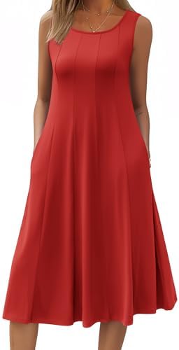 HOTOUCH Summer Casual Dresses for Women Sleeveless Midi Dress Swi...
