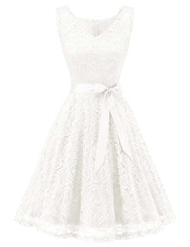 Dressystar Damen Elegant V-Ausschnitt Floral Spitzenkleid Cocktailkleid...