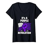 Womens Purple Revolution Blue Dems Red Reps Coming Together Trend V-Neck T-Shirt