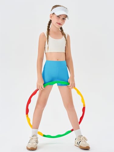 Image of Haloumoning Girls Athletic Shorts Kids High Waisted Yoga Dance Biker Shorts Comfy Gymnastics Shorts 5-14Y