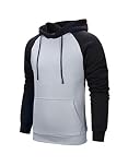 MANLUODANNI Men's Pullover Hoodies Hooded Sweatshirt Patchwork Top Casual Hoody with Kanga Pocket, S, Black-gray