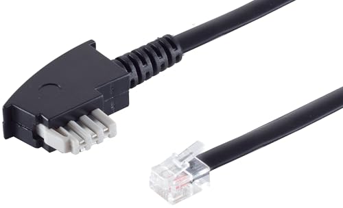 1aTTack.de 1x 3,0 m - Cavo telefonico nero TAE-N a RJ12 6/6 piatto compatibile con Philips