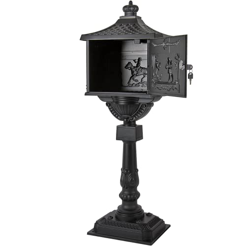 Polar Aurora Mailbox Cast Aluminum Black Mail Box Postal Box Security Heavy Duty New