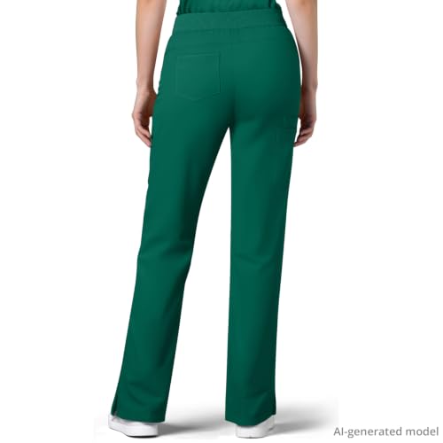 Image of Women's 7-Pocket Scrub Pants - Straight Leg, Mid-Rise, Drawstring | Soft stretch knit Mid-rise drawstring Side slits Wrinkle-resistant Machine washable For nurses /doctors /vets