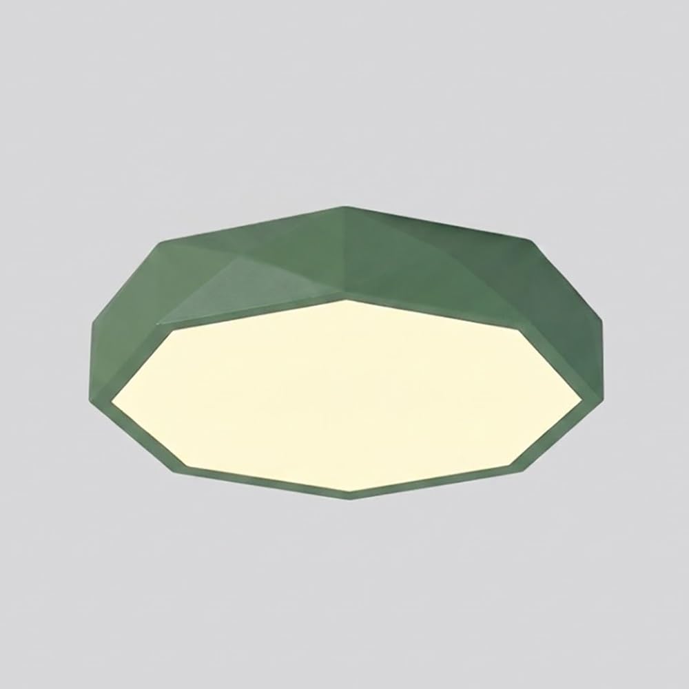 COSRUB Polygonal LED Flush Mount Ceiling Lights, Nordic Colorful Geometry Flat Panel Light Minimalist Dimmable Ceiling Lamp for Bedroom Study Office(Green(6000K),60cm/23.62in)