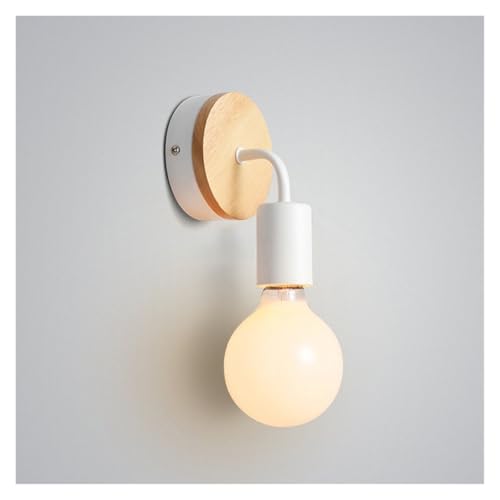 Lámpara de pared de madera nórdica blanca para iluminación interior