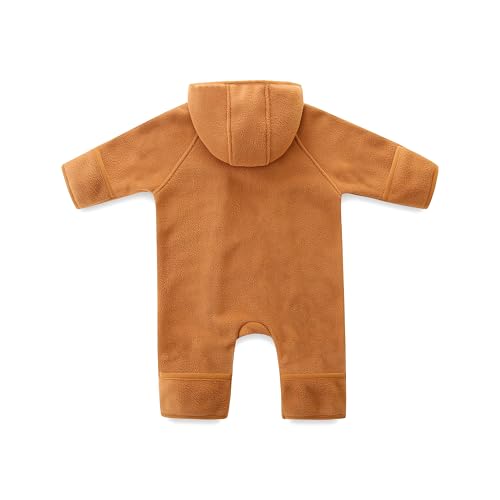 Baby Romper Winter Boy Girl Solid Polar Fleece Zipper Fold-over Mitten Footie Hooded Jumpsuit Outerwear Fall Spring2