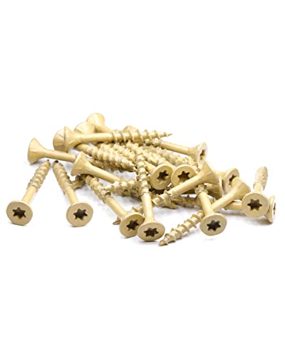 Image of Deck Screws #8 x 1-1 /2 Inch, Exterior Wood Screws, Flat Torx Drive Head, Partially Threaded, Tan Coated Carbon Steel, Pack of 25 by IMScrews