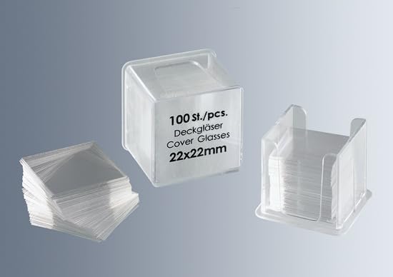 Paul Marienfeld GmbH & Co. KG Microscope Slides - 1000 Pcs/10 Boxes | Glass for Science Lab | Square Cover Slips Included | Essential Microscope Accessories - 22x22mm