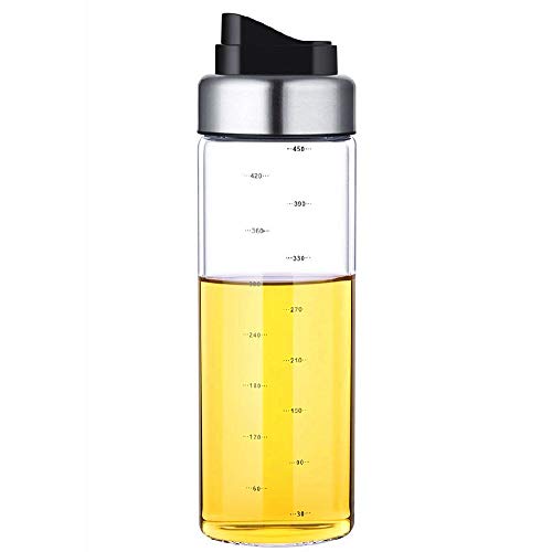 enduo Bouteille d'assaisonnement Automatique à clapet Bouteille d'assaisonnement Bouteille d'huile Bouteille de vinaigre Bouteille d'huile d'olive Pot d'huile en Verre étanche 450ML