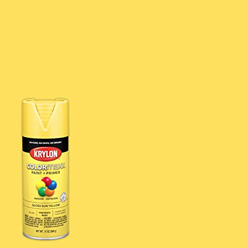 Krylon K05541007 Colormaxx Spray Paint And Primer For Indoor/Outdoor Use, Gloss Sun Yellow, 12 Ounce (Pack Of 1) #TOP1