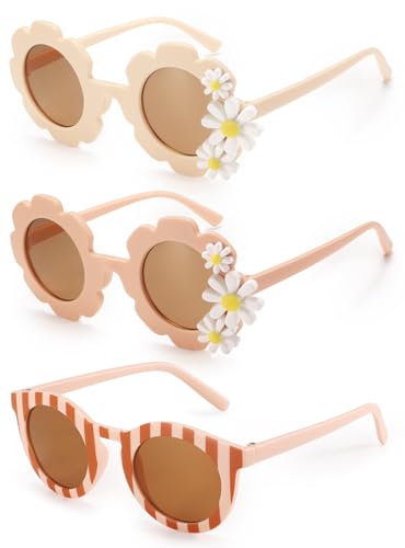Kids Flower Sunglasses for Girls daisy Round Flower Glasses for Toddler Sun Glasses for Baby Age 2-4 Little Girls Age 10-12