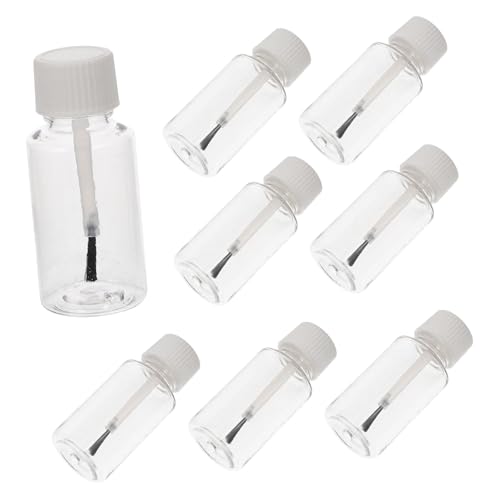 WEKADRIN 8 Piezas Botellas Vacías para Esmalte de Uñas con Pincel Recargables Transparentes de Pet Tapa Blanca Antigoteo para Aceites Esenciales y Geles Diseño Cilíndrico Portátil para