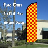 Checkered Red & Yellow Windless Polyknit Feather Flag (3 x 11.5 feet)