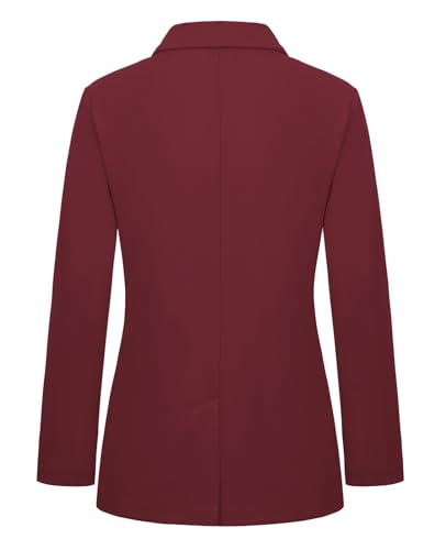 MINTLIMIT Womens Blazer Notched Lapel Long Sleeve Button Front Jacket Suits with Pockets Outerwear,Wine Red,XL3