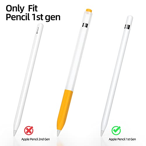 Image of Compatible with Apple Pencil 1st Generation Case, Non-Slip Silicone Case, [with 10 Silicone Nib Sleeves] for Apple Pencil 1st Generation. (Yellow)