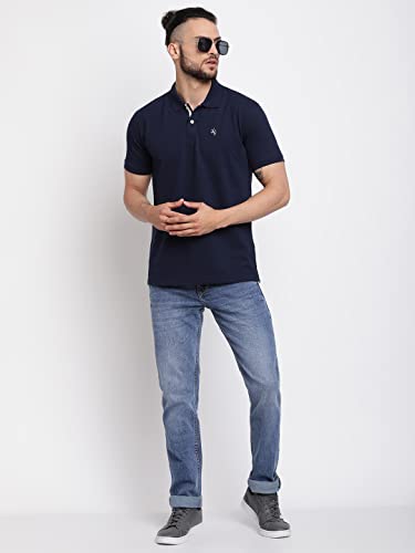 Image of Cantabil Men's Cotton Blend Solid Polo Neck T-Shirt (Regular Fit)