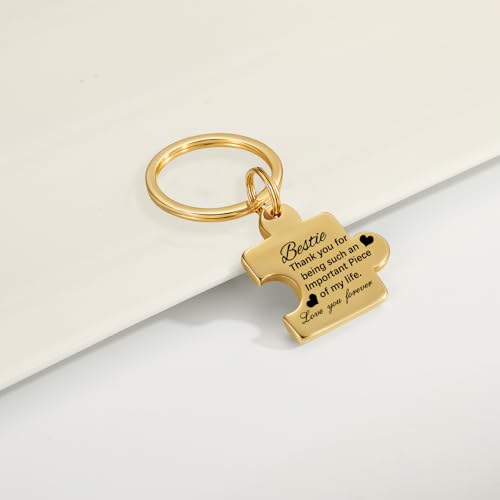 Image of Gifts for Bestie Key Chains Women Cute Puzzle Key Chain Stainless Steel Keychains for Women Jewelry Gift